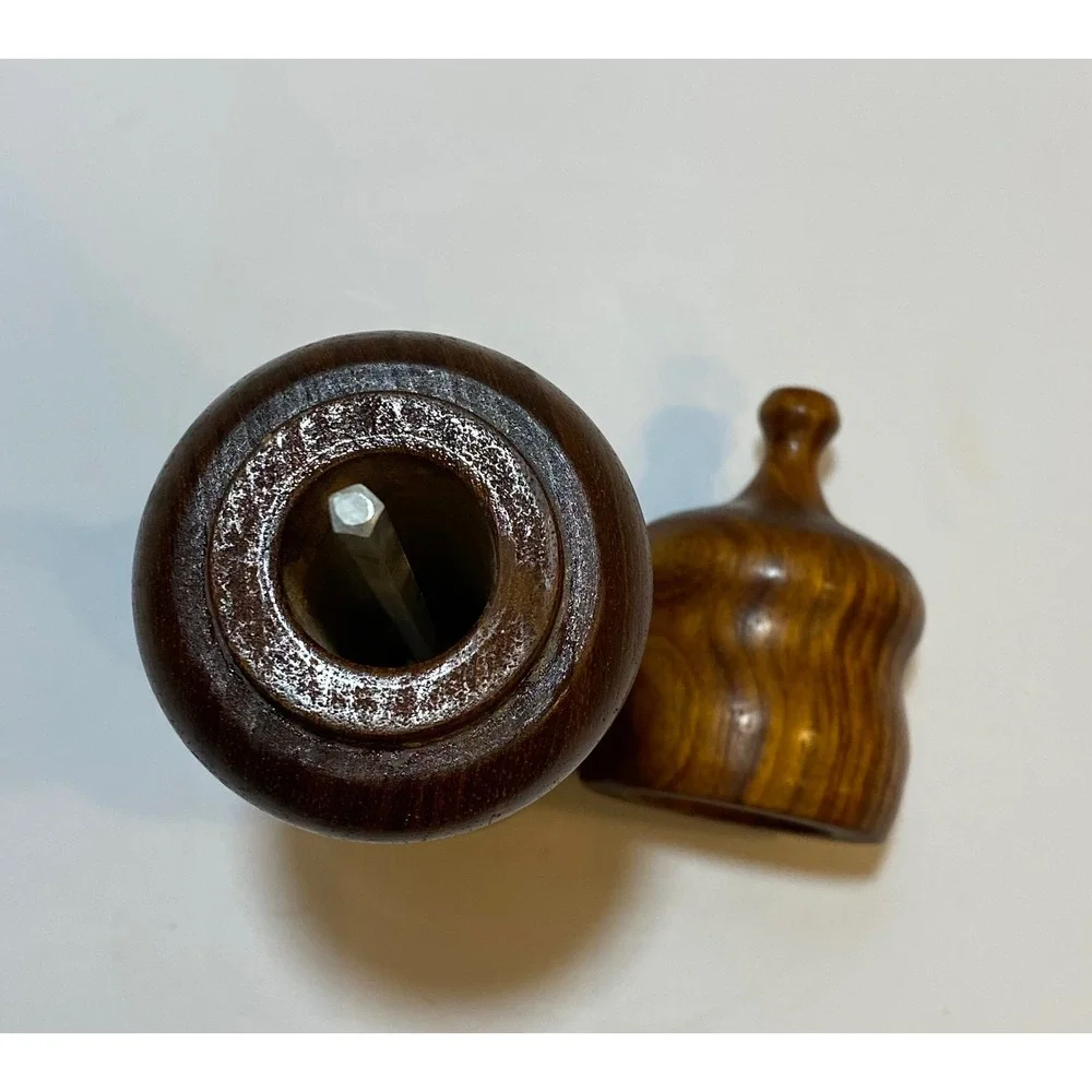 CrushGrind Wooden Pepper Mill Hand Turned Wavy Sculptural Grinder 11.5‎ Inch BRN